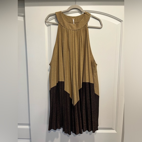 Free people metallic pleated dress size large - Picture 2 of 11